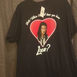 Ripple Junction Black Tee with Red Heart Graphic